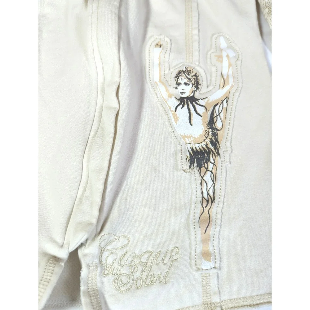 CIRQUE DU SOLEIL Jacket Women XS Front Zip Lg Sleeve Cream Boho Chic  Festival